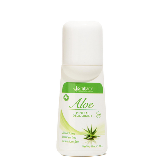 Grahams Natural Mineral Deodorant Aloe 65ml vor weissem Hintergrund