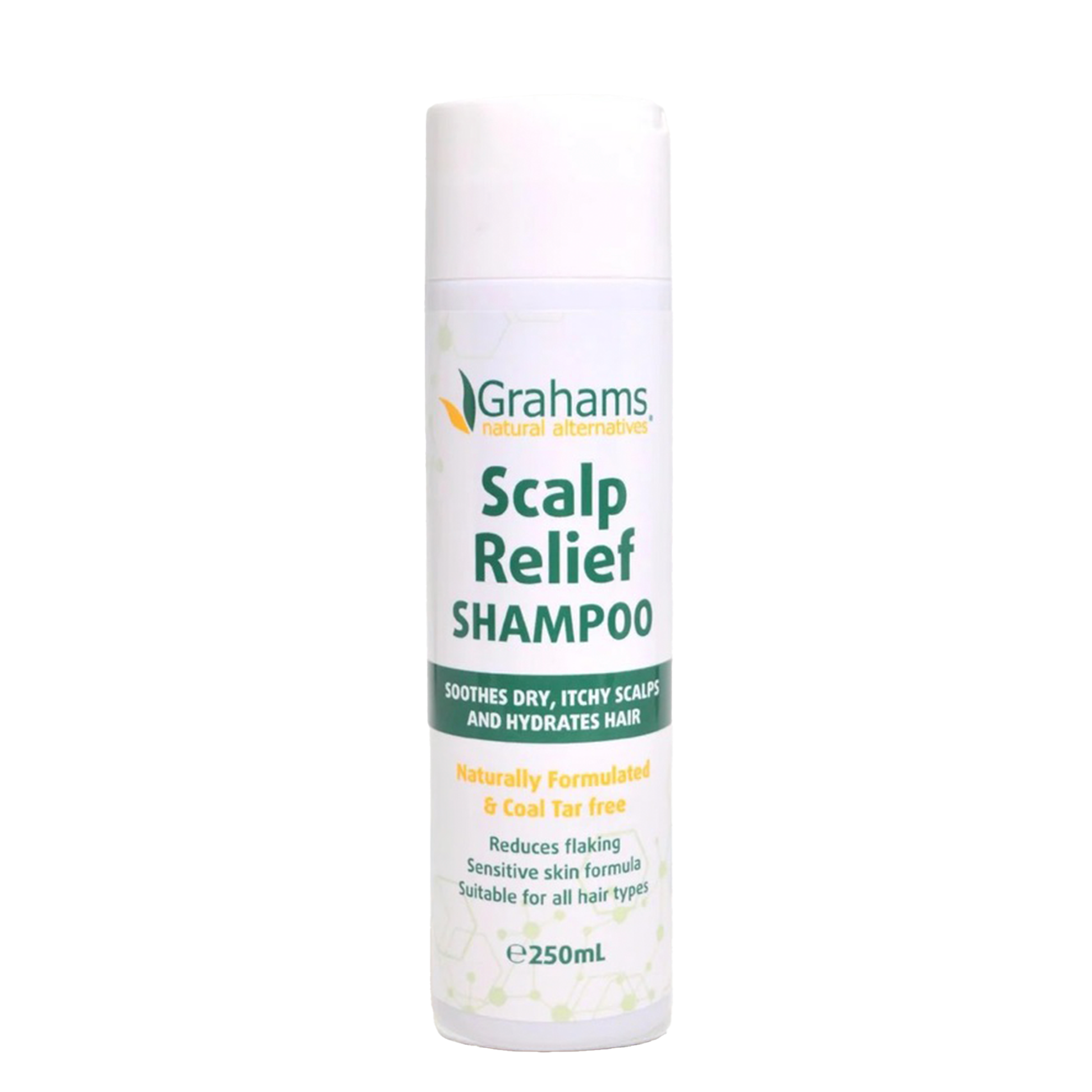 Grahams Natural Scalp Relief Shampoo 250ml - Flasche vor weissem Hintergrund